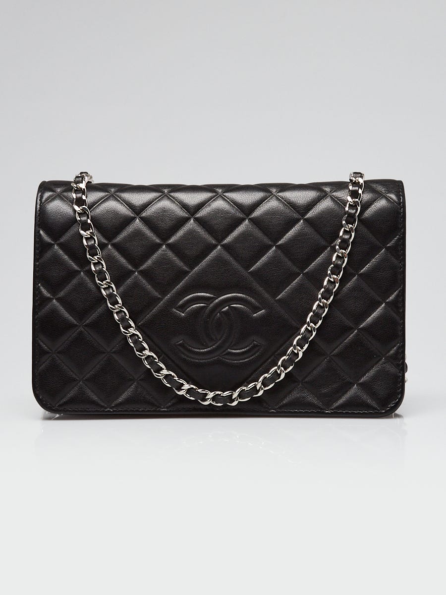 Chanel Black Lambskin Leather Diamond CC WOC Clutch Bag - Yoogi's