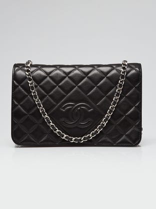 Black Lambskin Leather Diamond CC WOC Clutch Bag