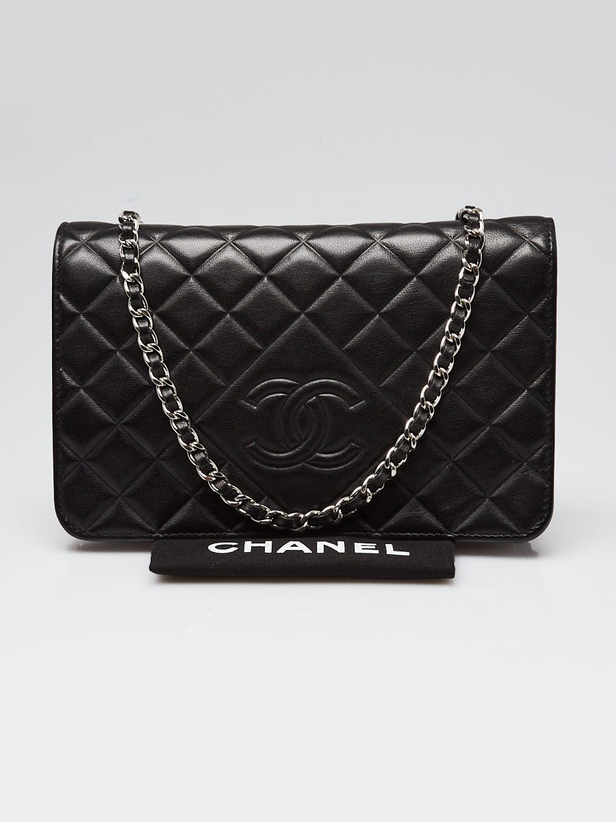 Chanel Black Lambskin Leather Diamond CC WOC Clutch Bag - Yoogi's Closet