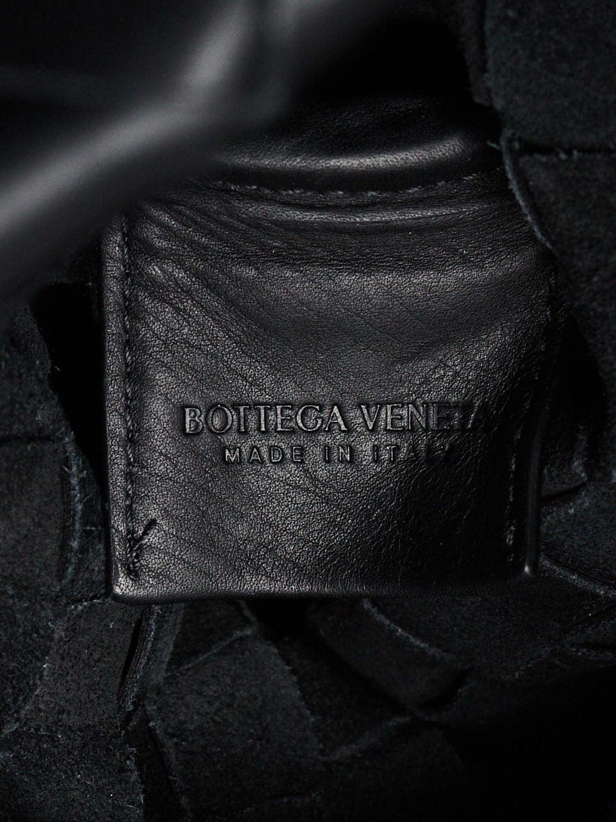 Bottega Veneta Black Intrecciato Woven Nappa Leather Fold