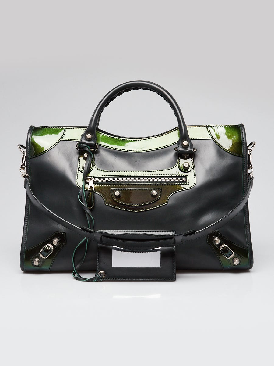 売れ筋がひクリスマスプレゼント！ Balenciaga Green Leather Patent Iridescent And Leather Matte バッグ