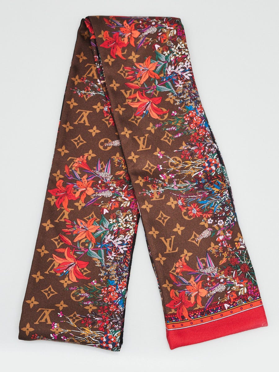 Louis Vuitton Brown Silk Vuittonite Print Bandeau Scarf - Yoogi's