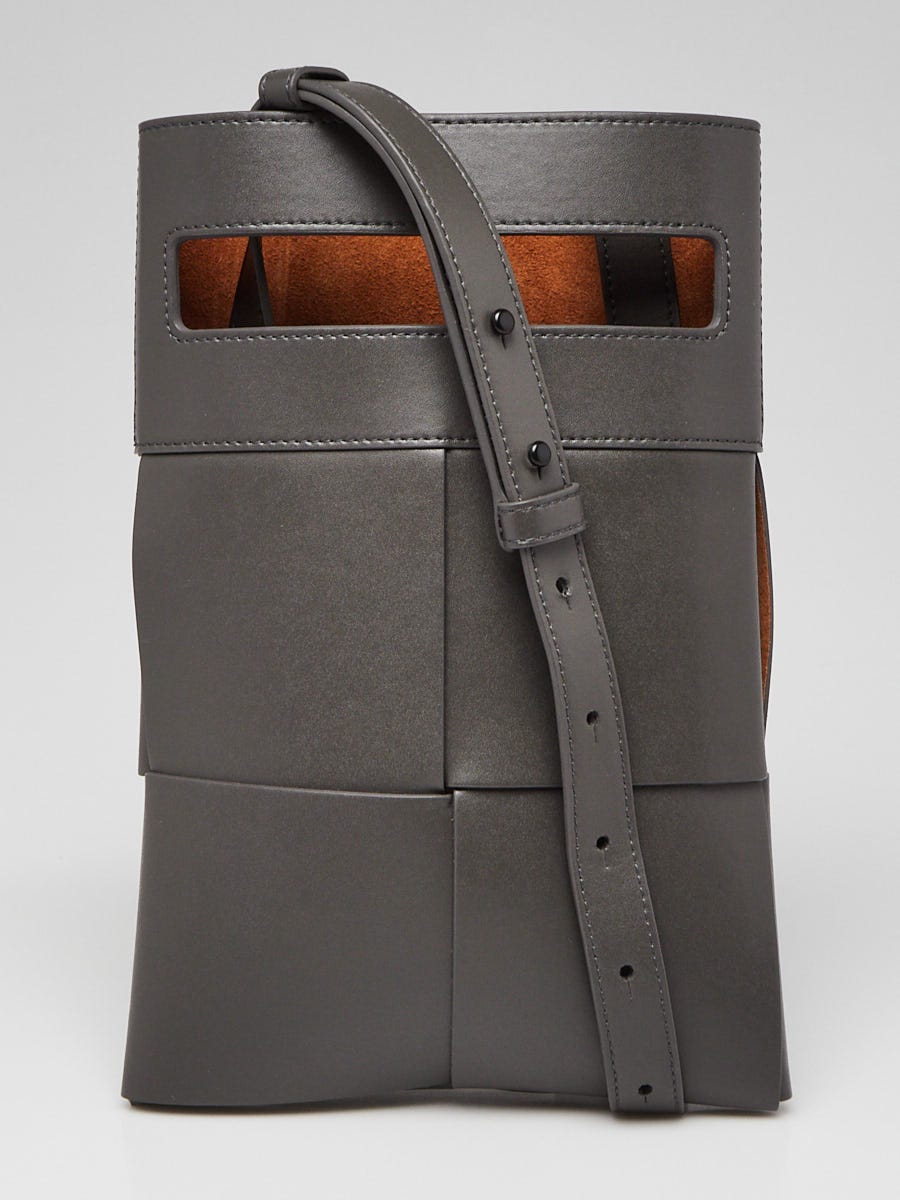 Bottega Veneta grey Leather Intrecciato Messenger Bag