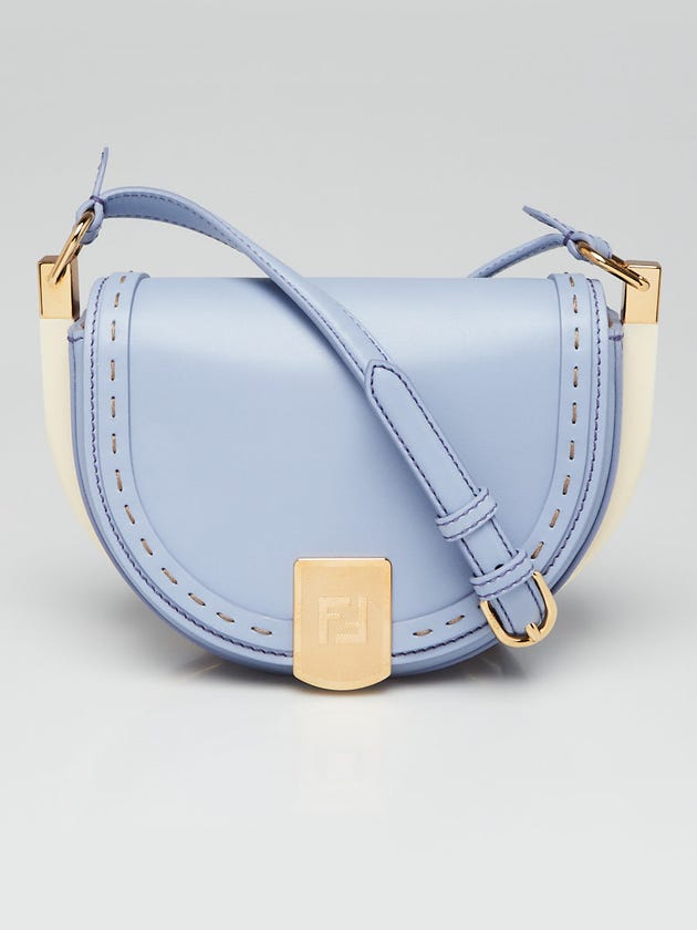 Fendi Blue Smooth Leather Moonlight Crossbody Saddle Bag 8BT346