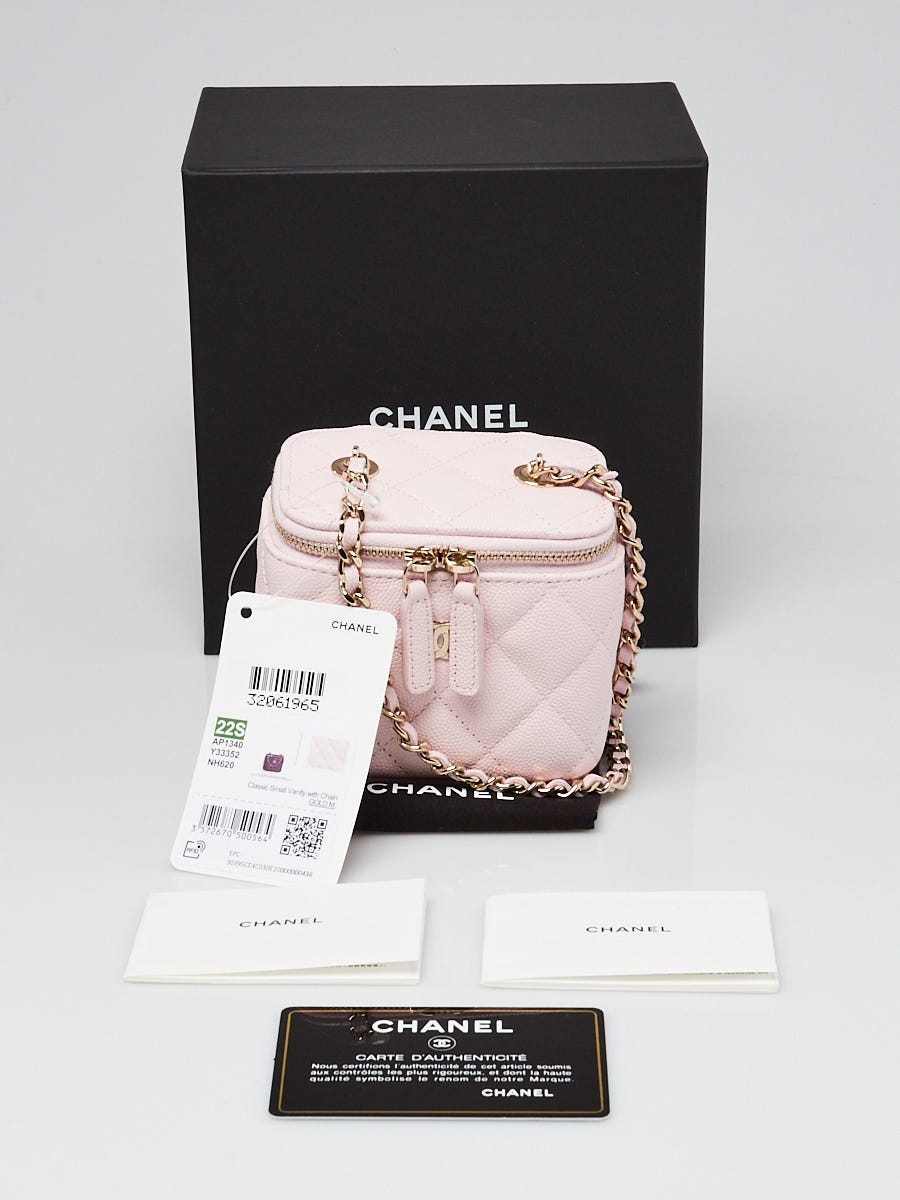 Chanel Pink Quilted Caviar Small Vanity Gold Hardware, 2022
