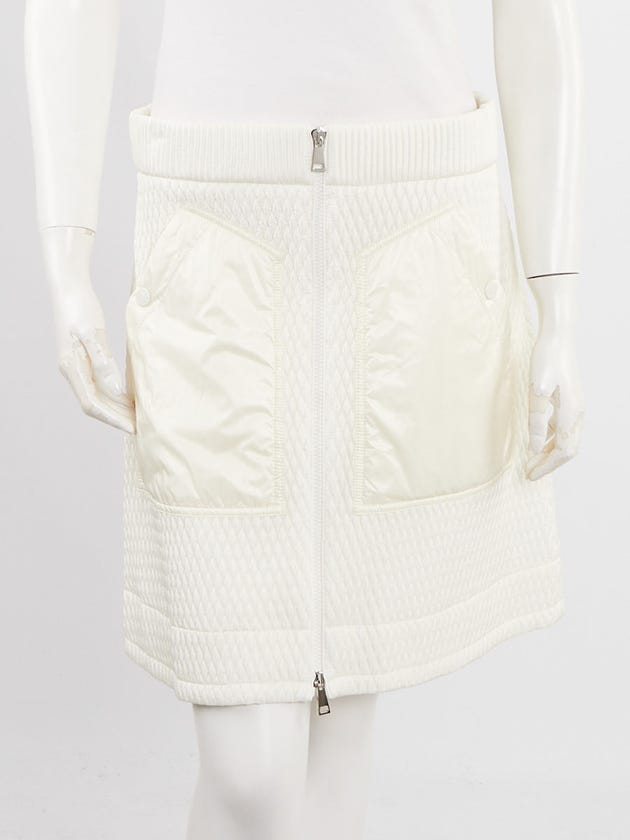 Moncler White Quilted Nylon Front Zip Skirt Size 48/XL