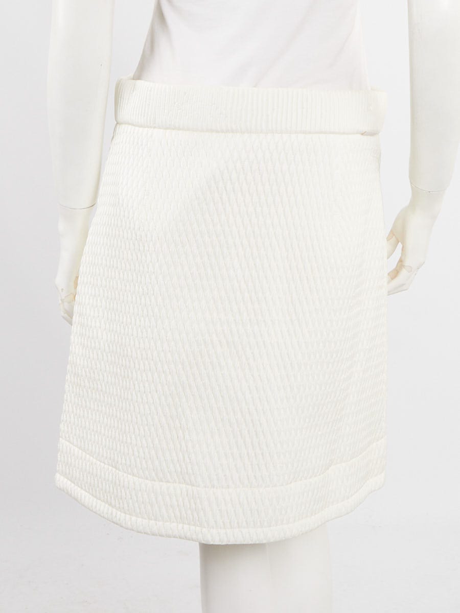 Moncler White Quilted Nylon Front Zip Skirt Size 48/XL