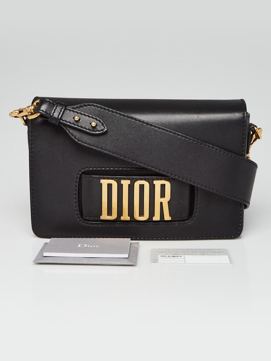 Christian Dior Black Pebbled Calfskin Leather Dio(r)evolution Flap