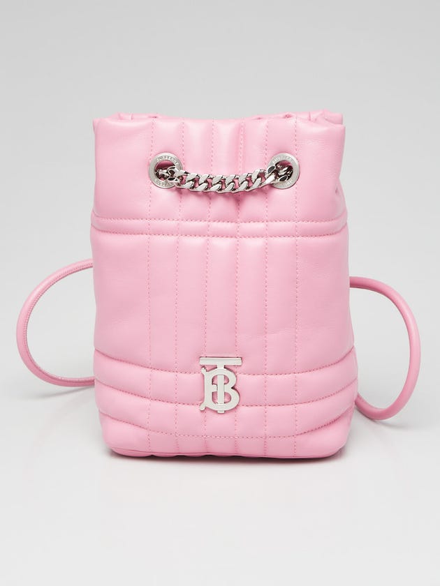 Burberry Pink Quilted Leather Mini Lola Backpack Bag