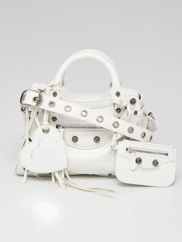 Balenciaga White Leather Neo Cagole XS Crossbody Bag