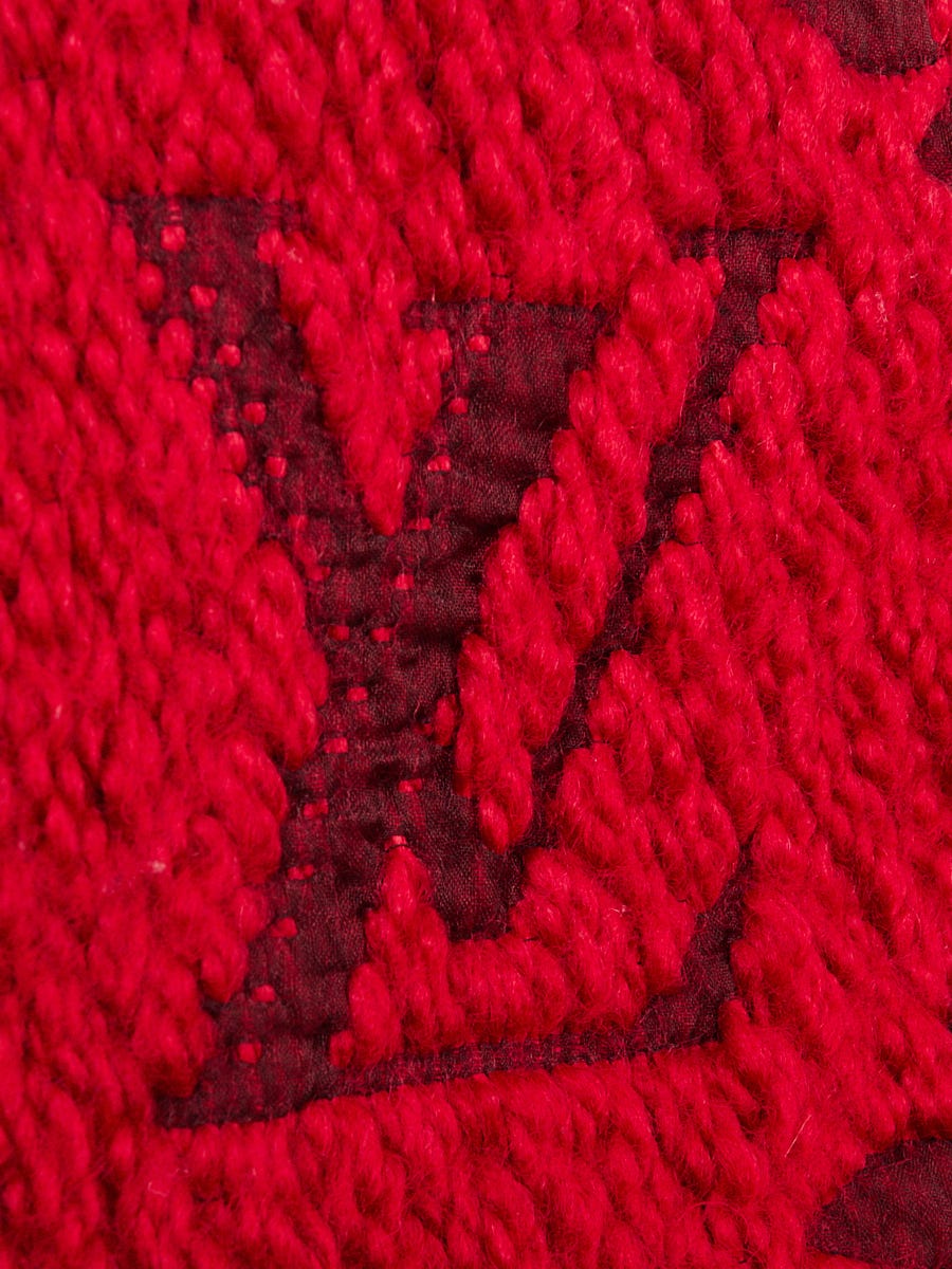 Authentic Louis Vuitton Logo Mania Red Scarf Wool Silk Preloved