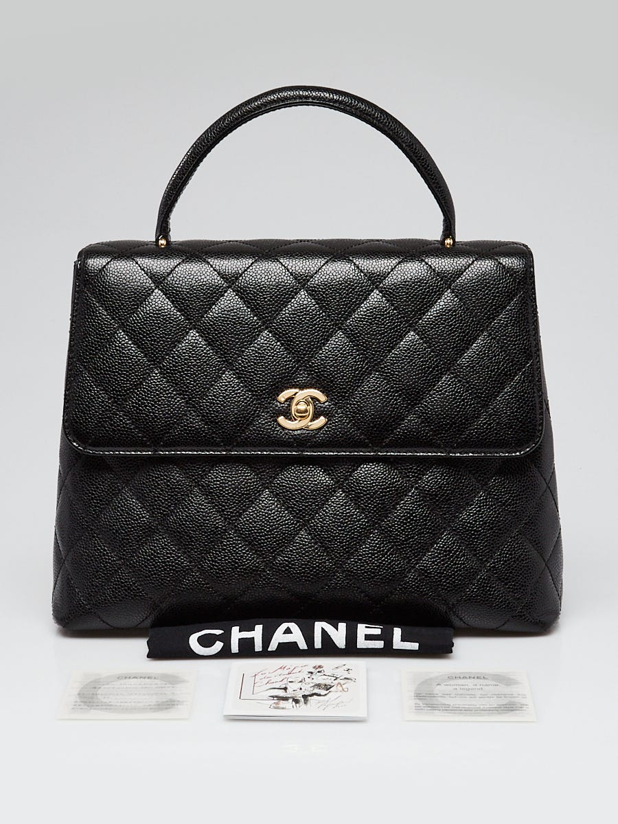 Chanel Black Quilted Caviar Leather Kelly Top Handle Bag - Yoogi's