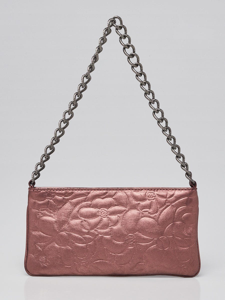 Chanel Pink Metallic Camellia Embossed Leather Mini Pochette Bag - Yoogi's  Closet