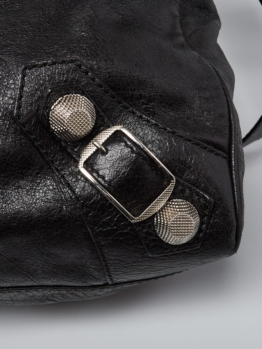 Balenciaga Black Lambskin Leather Giant 21 Silver Velo Bag