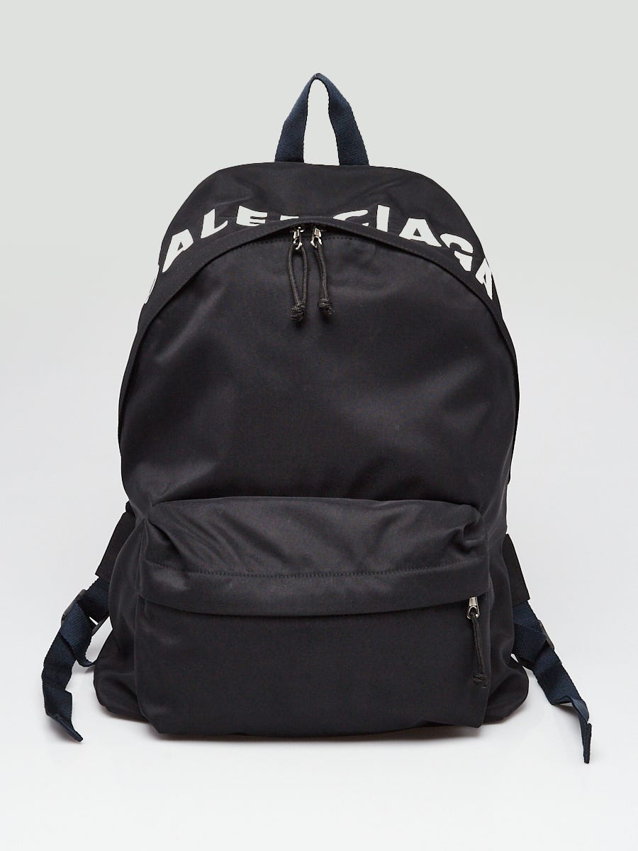 Balenciaga Black Nylon Logo Backpack Bag - Yoogi's Closet