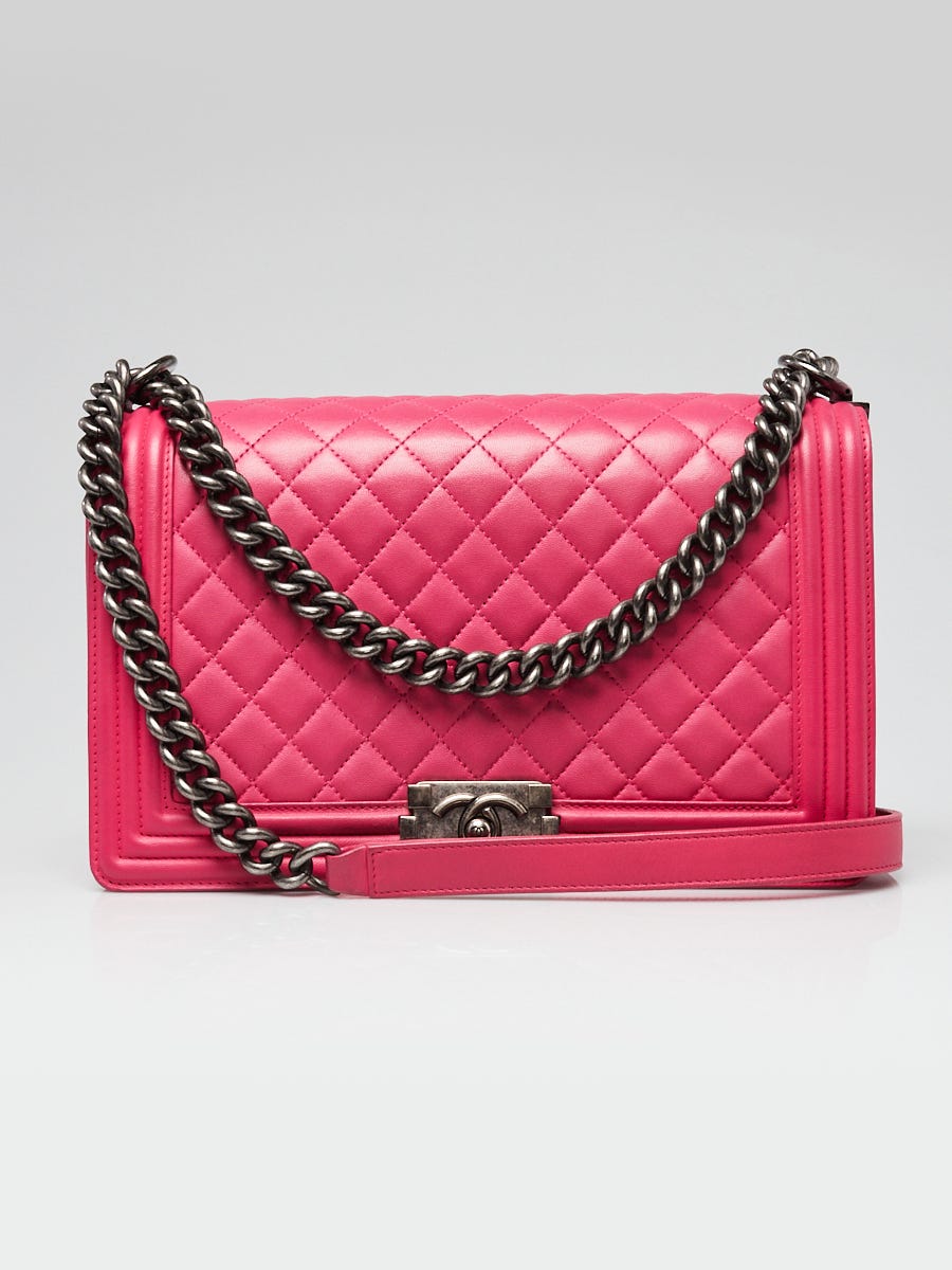 Chanel Pink Quilted Lambskin Leather New Medium Boy Bag - Yoogi's Closet