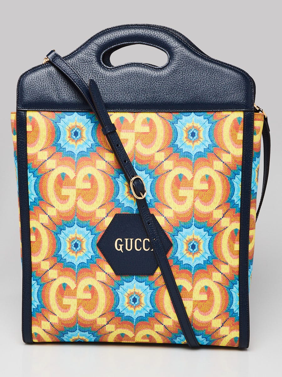 Authentic Gucci Vintage Blue GG Canvas Tote Bag