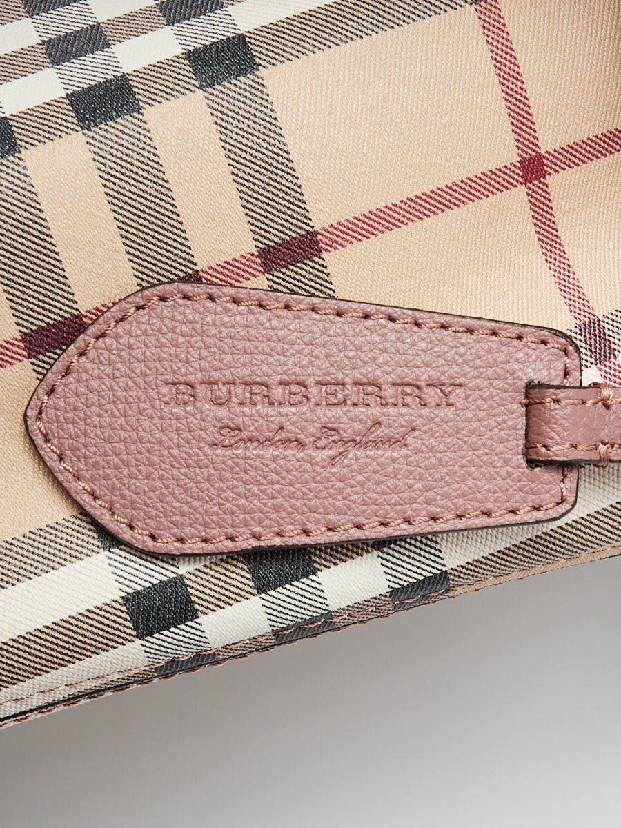 Burberry Haymarket Check Coated Canvas Pink Leather Lorne Burberry Haymarket Check Coated Canvas Pink Leather Lorne