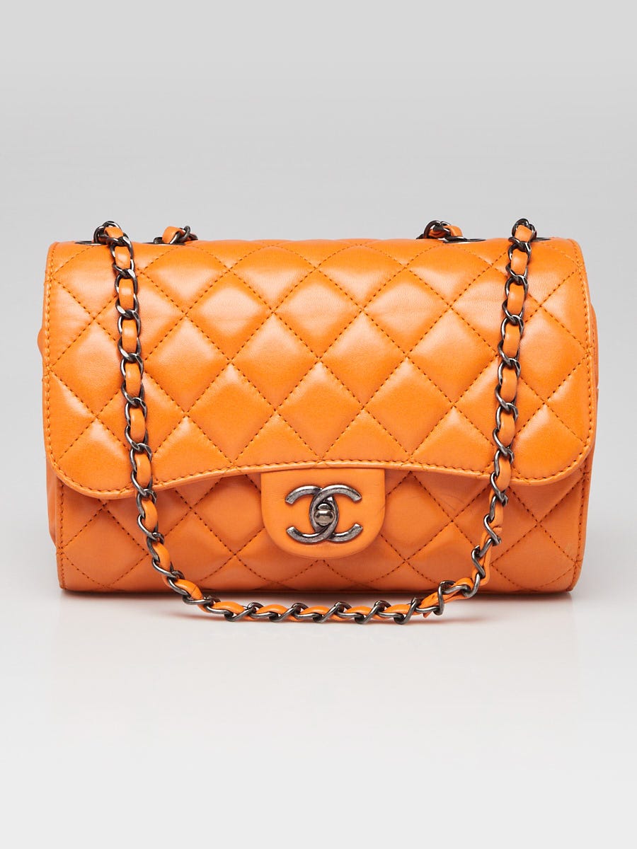Chanel Orange Quilted Leather Grocery By Chanel Drawstring Flap Bag -  Yoogi's Closet