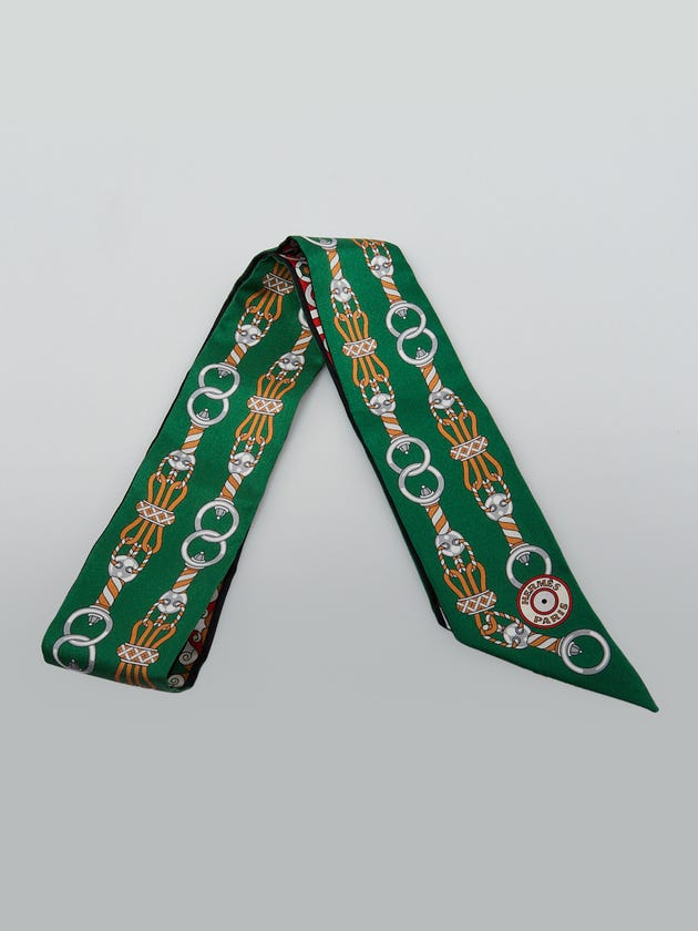 Hermes Vert/Beige/Vermillon Silk Harnais ed RosaceTwilly