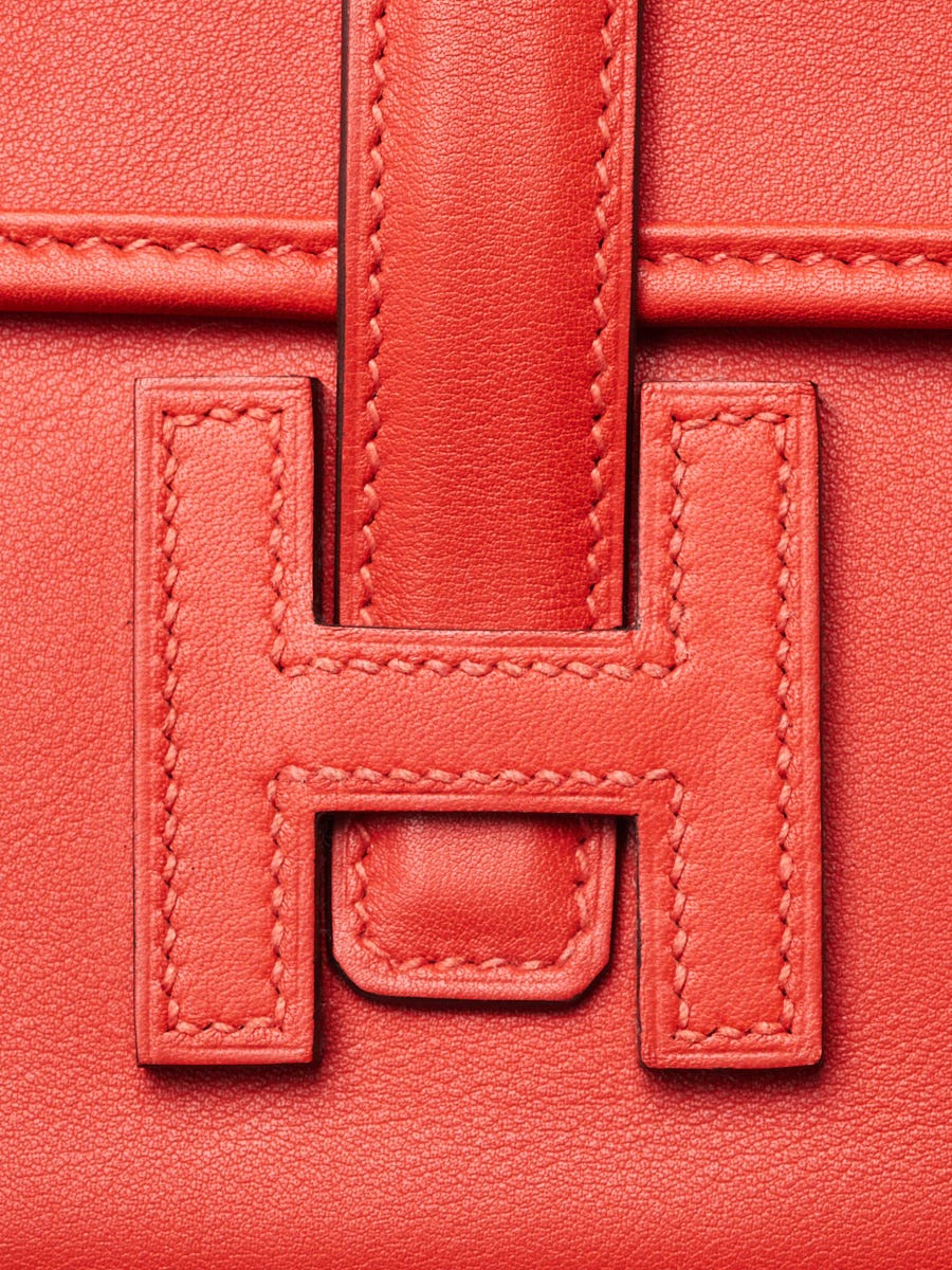 Hermes Rouge Tomate Swift Leather Jige Duo Clutch Bag - Yoogi's Closet