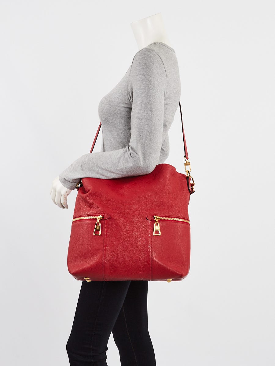 LOUIS VUITTON Melie Taupe Clace Monogram Empreinte Leather Tote Shoulder  Bag