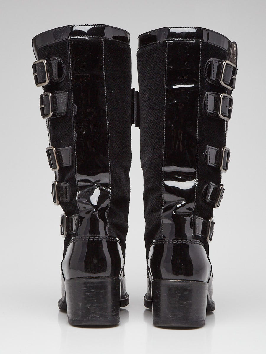 Velvet boots Chanel Gold size 36 EU in Velvet - 34675939