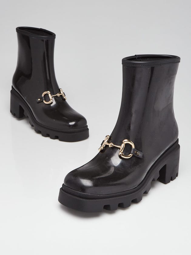 Gucci Black Rubber Horsebit Lug Sole Low Boots Size 10.5/41