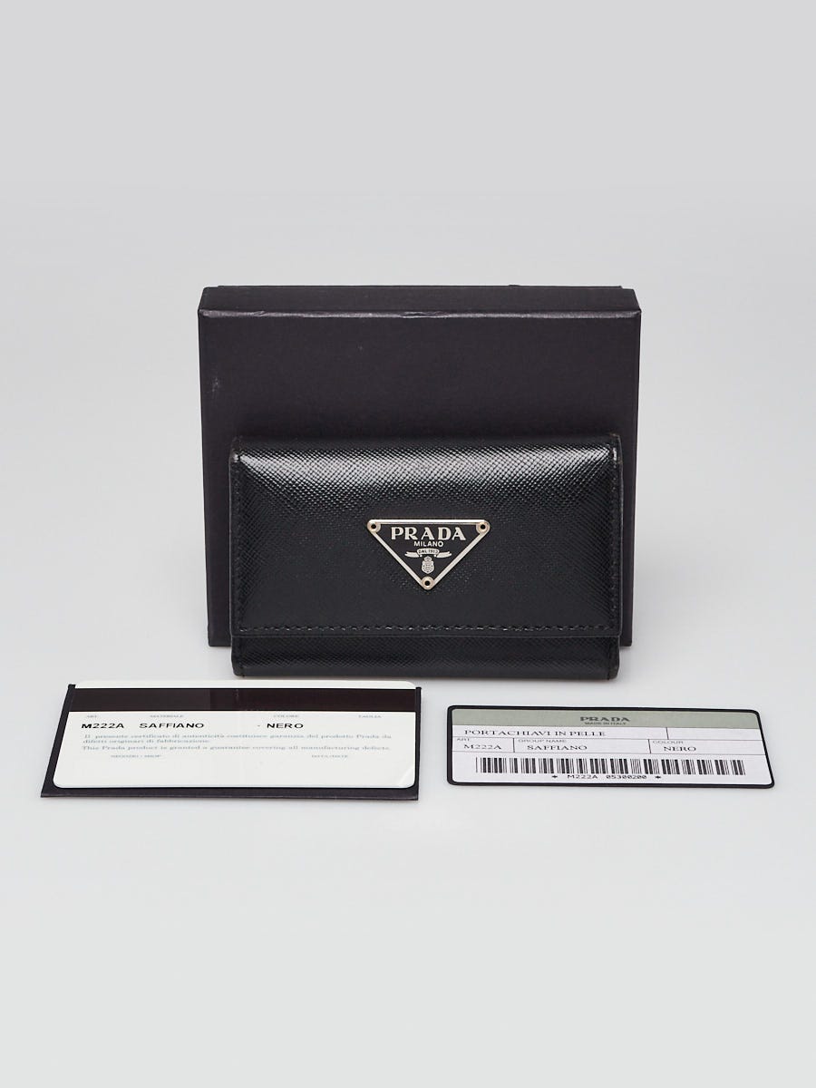 Prada Black leather and metal key holder