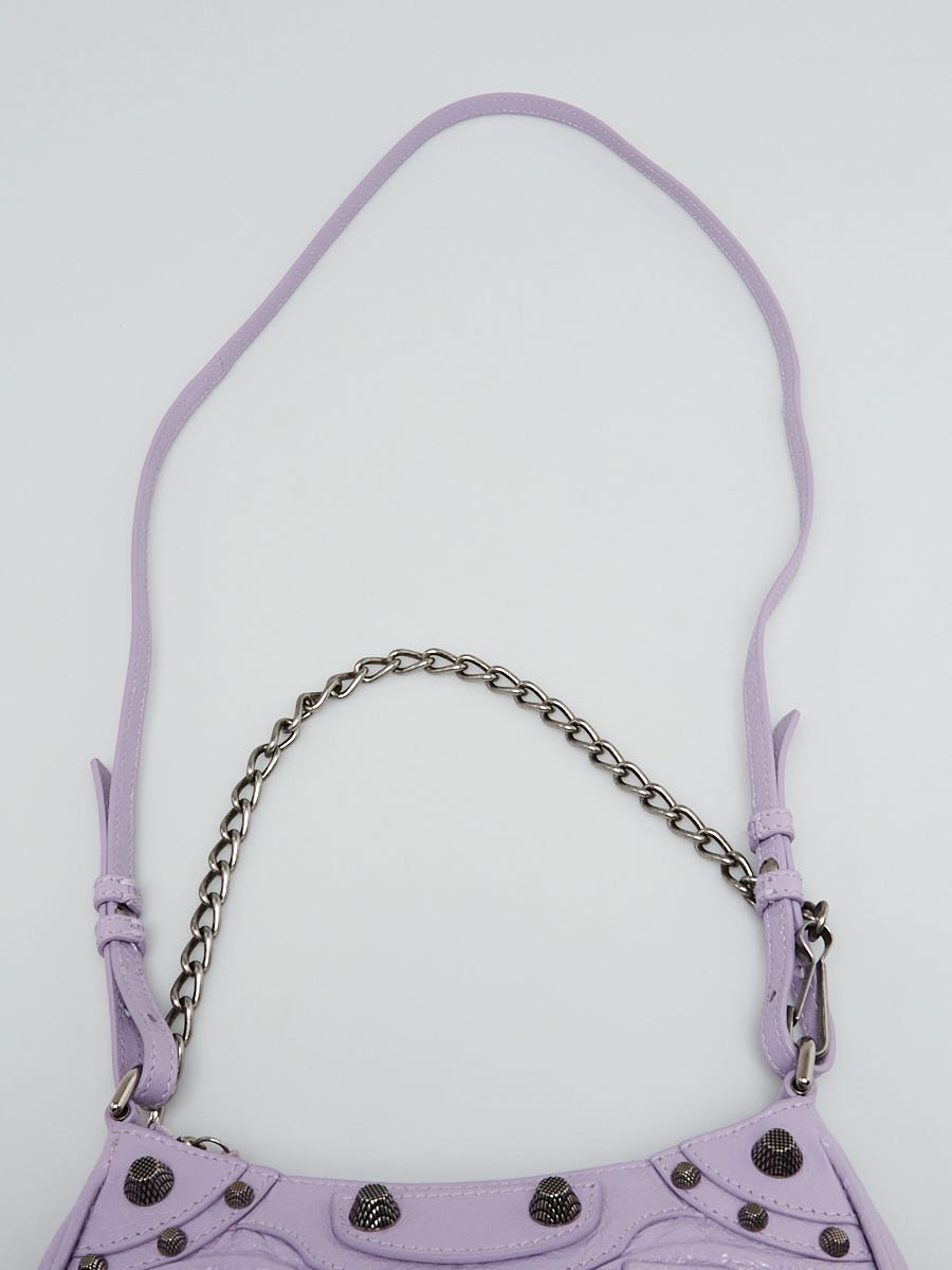 Balenciaga Purple Lambskin Leather Le Cagole Mini Crossbody