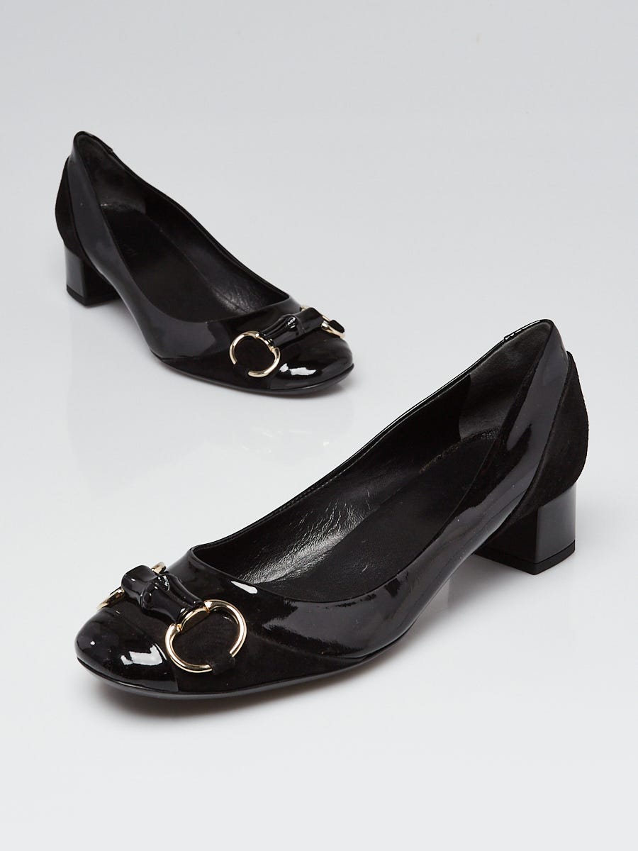 Gucci black cheap suede pumps