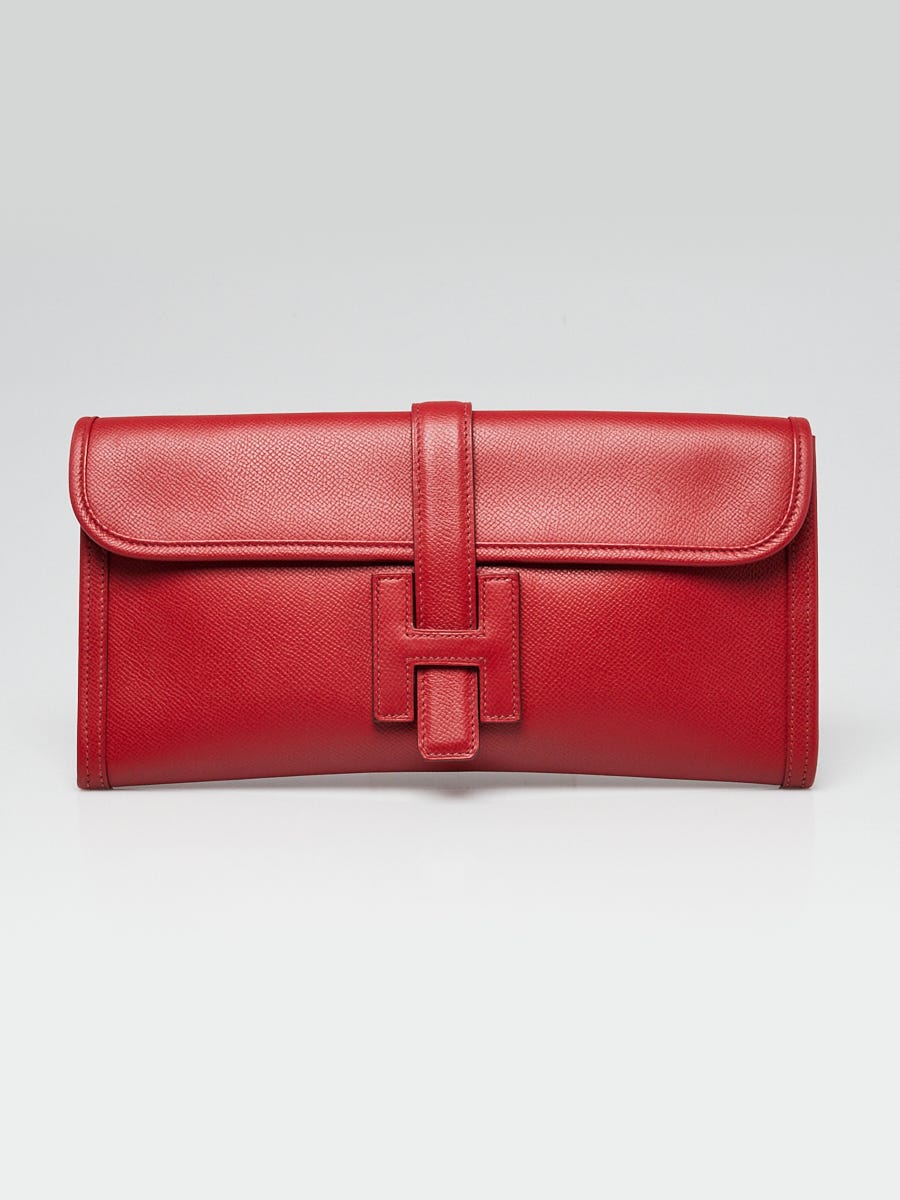 Hermes jige clutch Epsom leather red