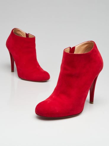 Christian Louboutin Blue Suede Bellissima 100 Ankle Boots Size 6.5/37