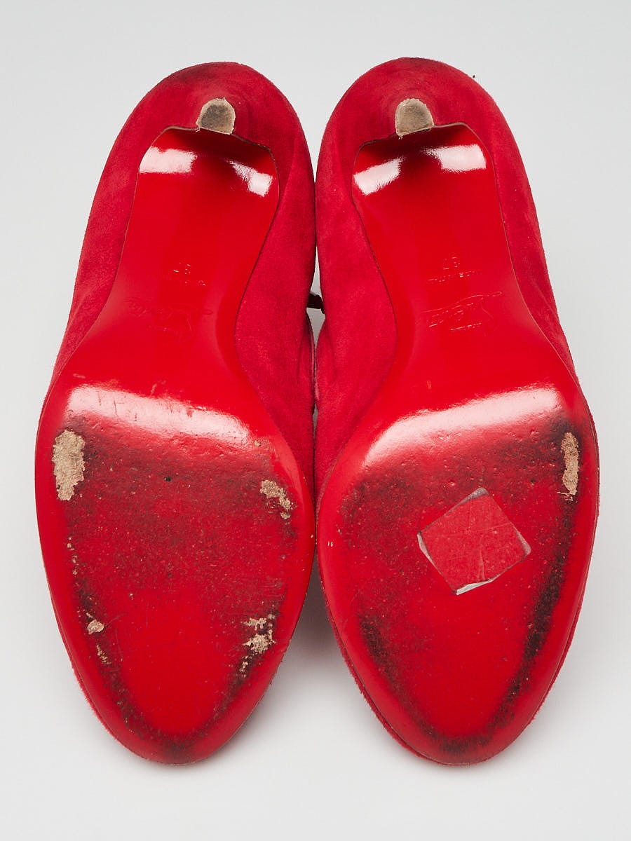 Christian Louboutin Blue Suede Bellissima 100 Ankle Boots Size 6.5/37