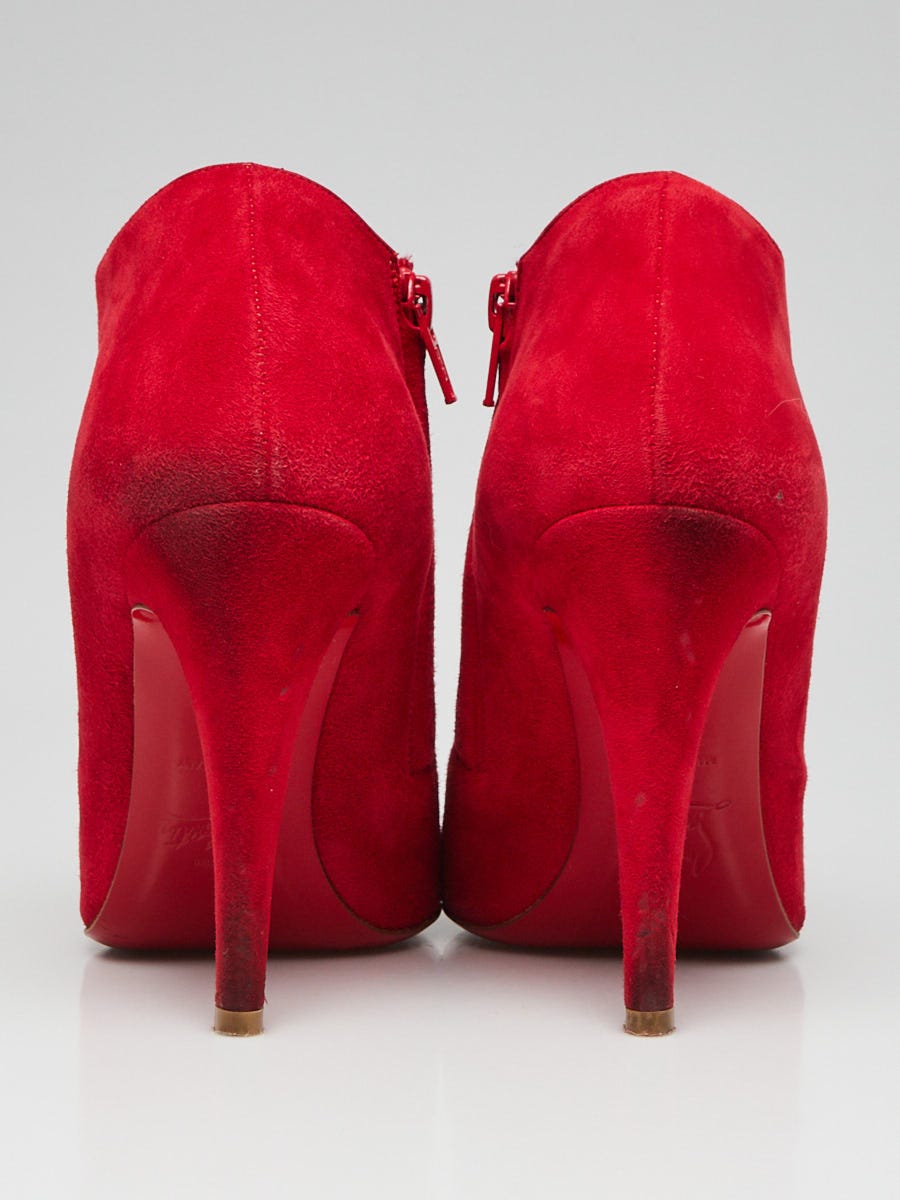 Louis Vuitton - Authenticated Silhouette Ankle Boots - Cloth Red for Women, Very Good Condition