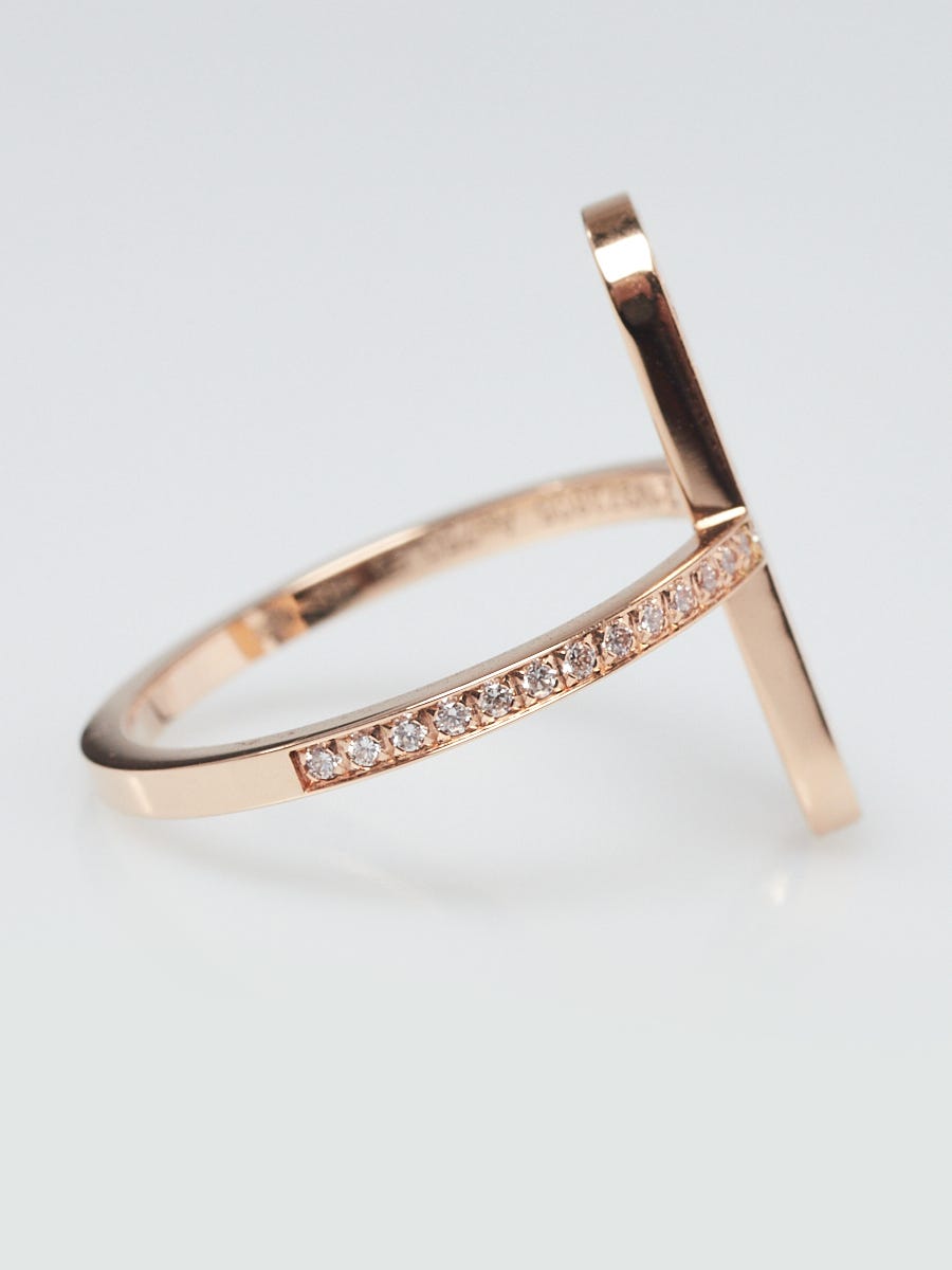 Hermes 18k Rose Gold and Diamond Ever Chaine d'Ancre Ring