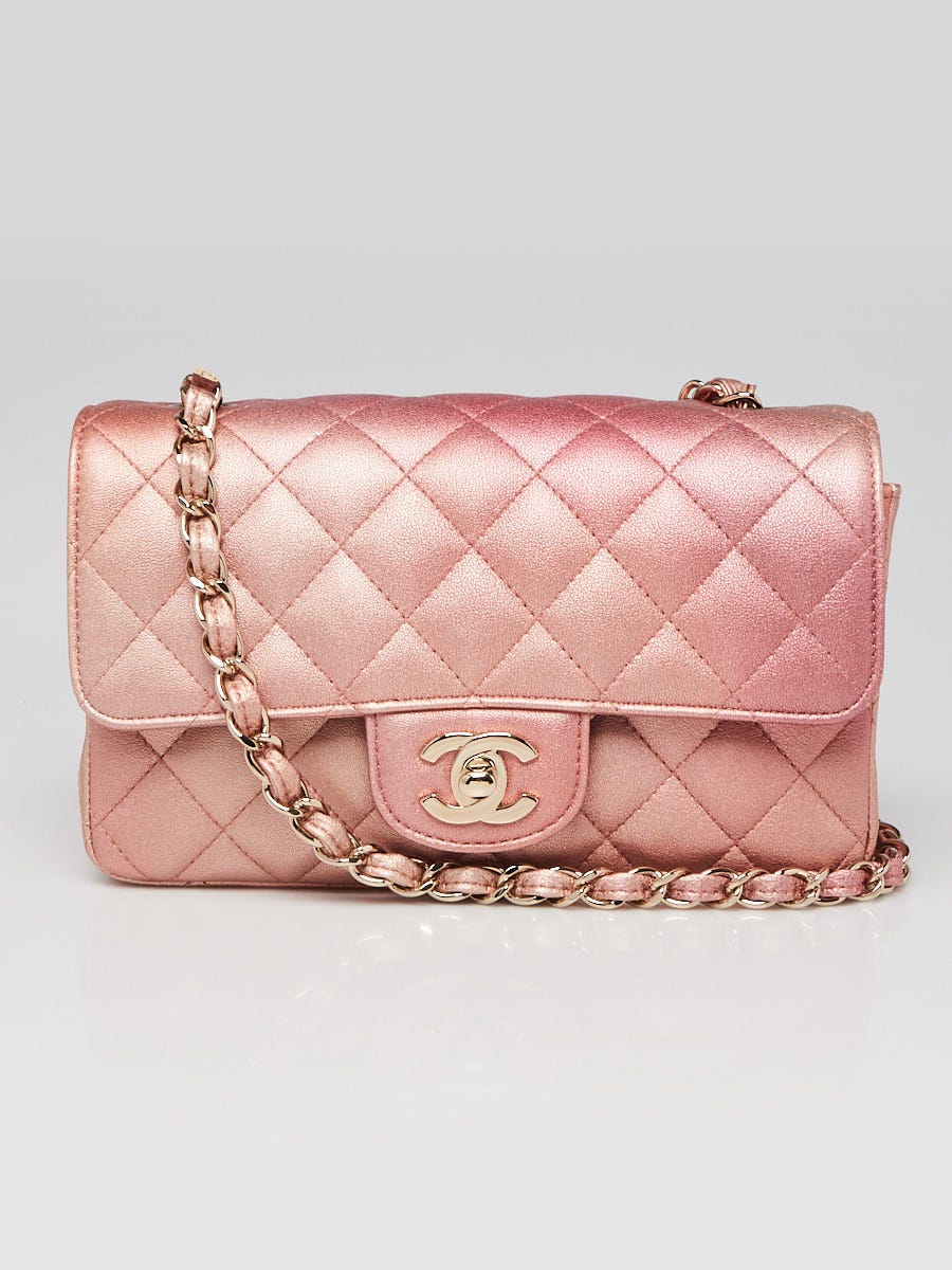 Chanel Pink Ombre Metallic Quilted Lambskin Leather Classic