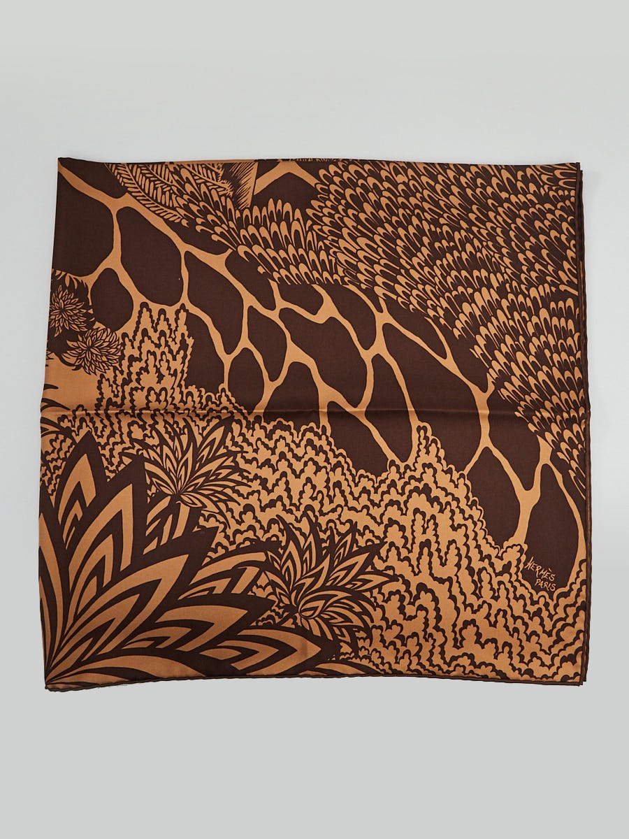 Hermes 90cm Brown Silk 'The Three Graces' Print Alice Shirley
