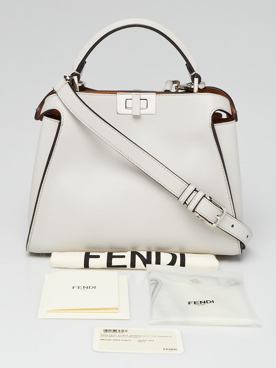 Fendi Light Grey Calfskin Leather Peekaboo Iconic Essentially Bag 