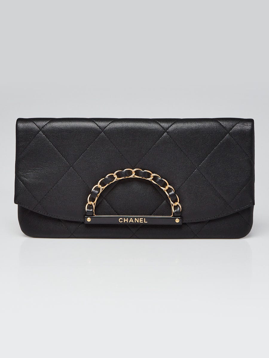 Chanel Black Quilted Leather A Real Catch Clutch Bag - Yoogi's Closet
