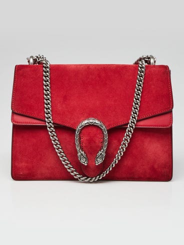 Gucci Red Suede/Leather Dionysus Medium Shoulder Bag
