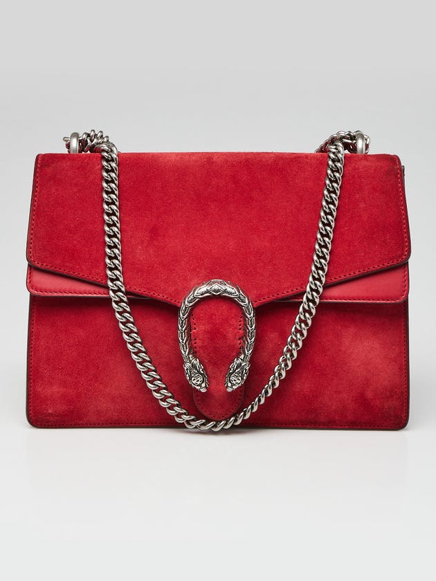 Gucci Red Suede/Leather Dionysus Medium Shoulder Bag