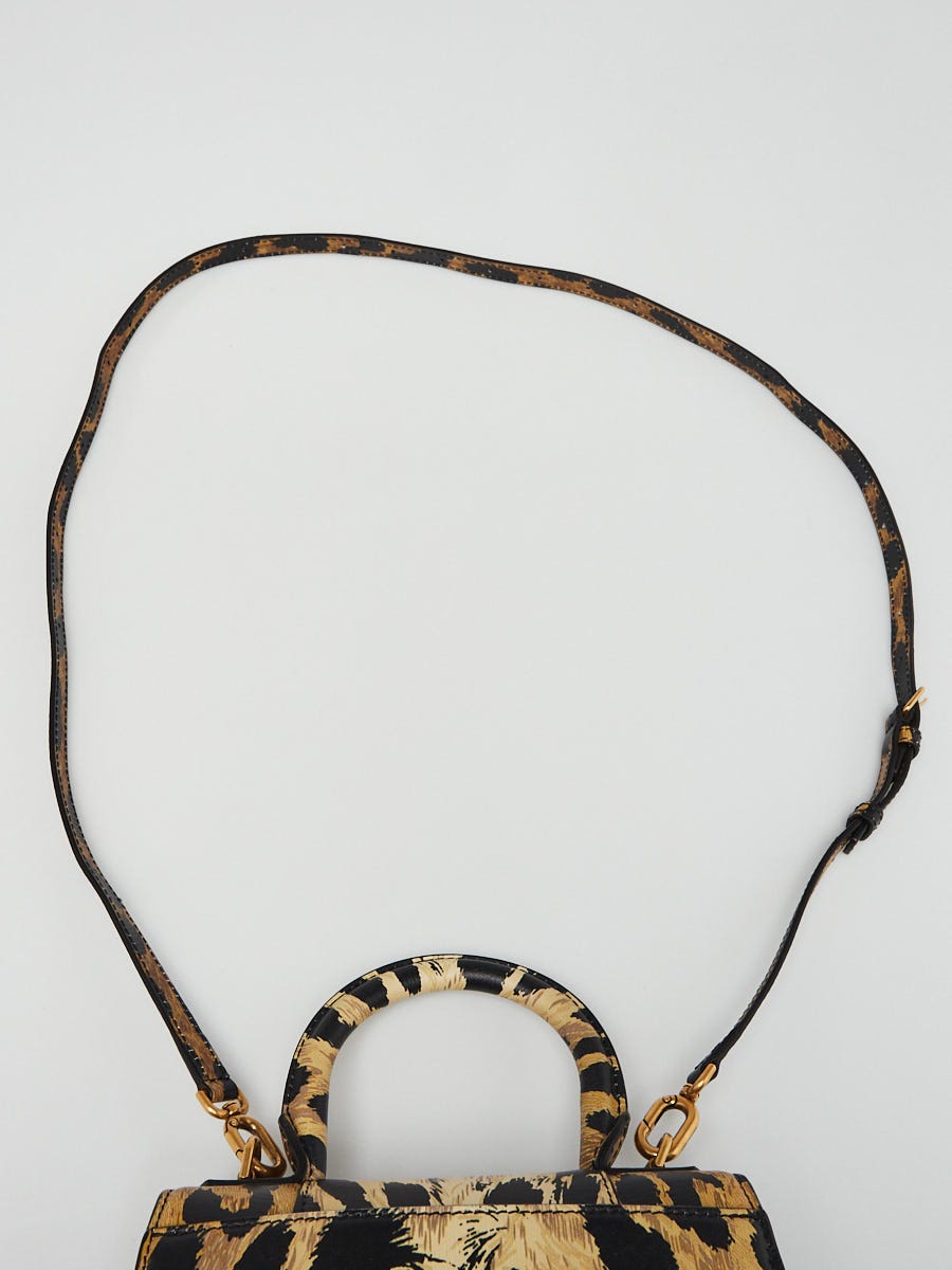 Balenciaga Leopard Print Smooth Leather Hourglass Xs Top Handle Bag