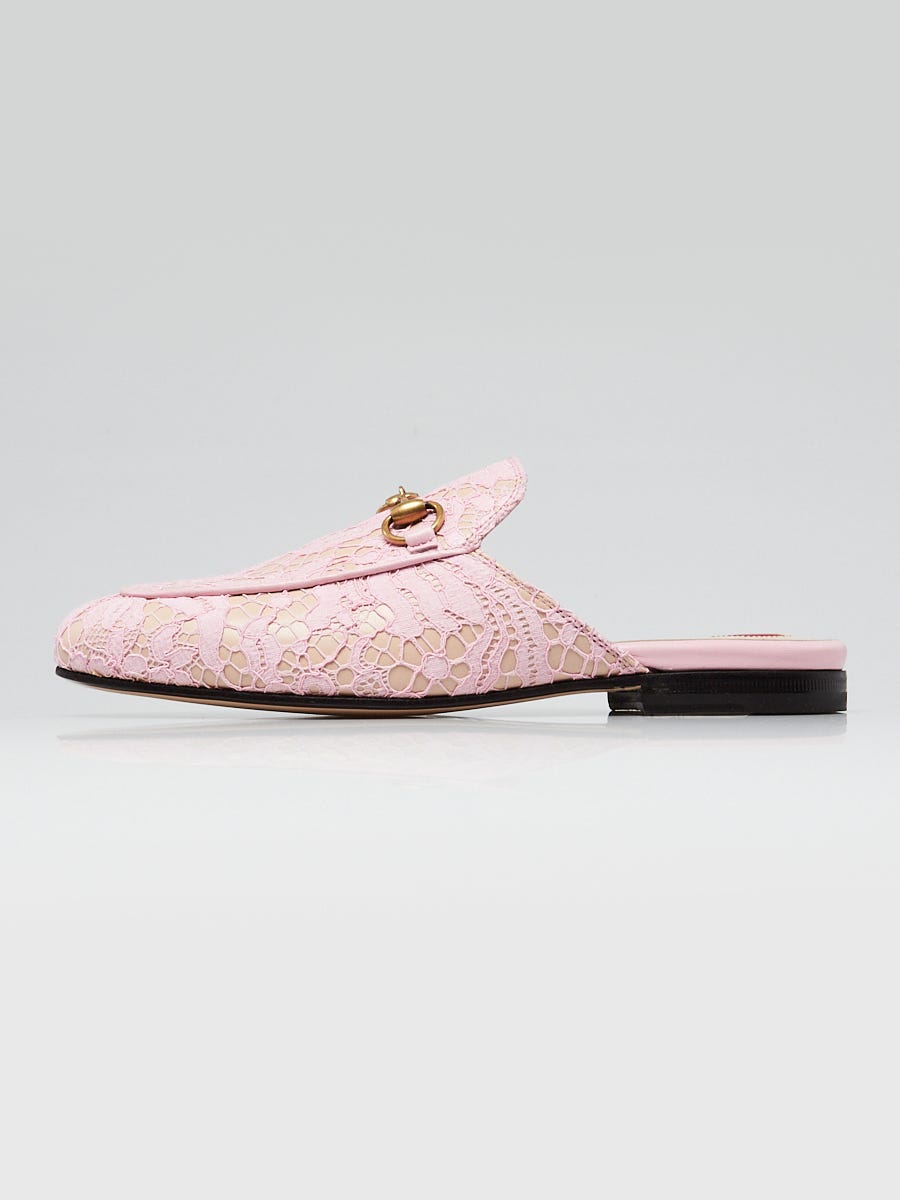 【新品未使用】　GUCCI インテリア　フィーディング マット　ローズ Gucci Pink Lace and Leather Princetown Mule Flats Size 4.5/35