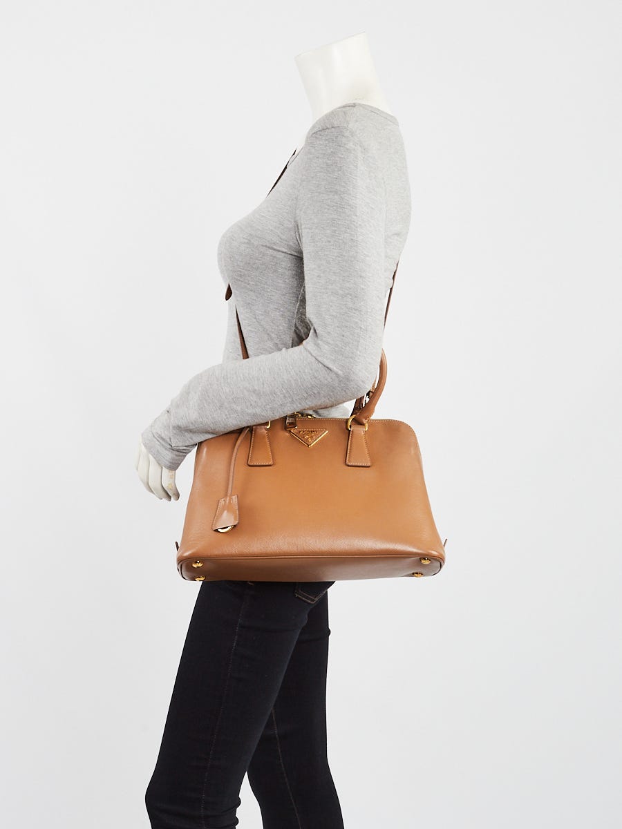 Prada Caramel Saffiano Leather Top Handle Bag BL0837 | Yoogi's Closet