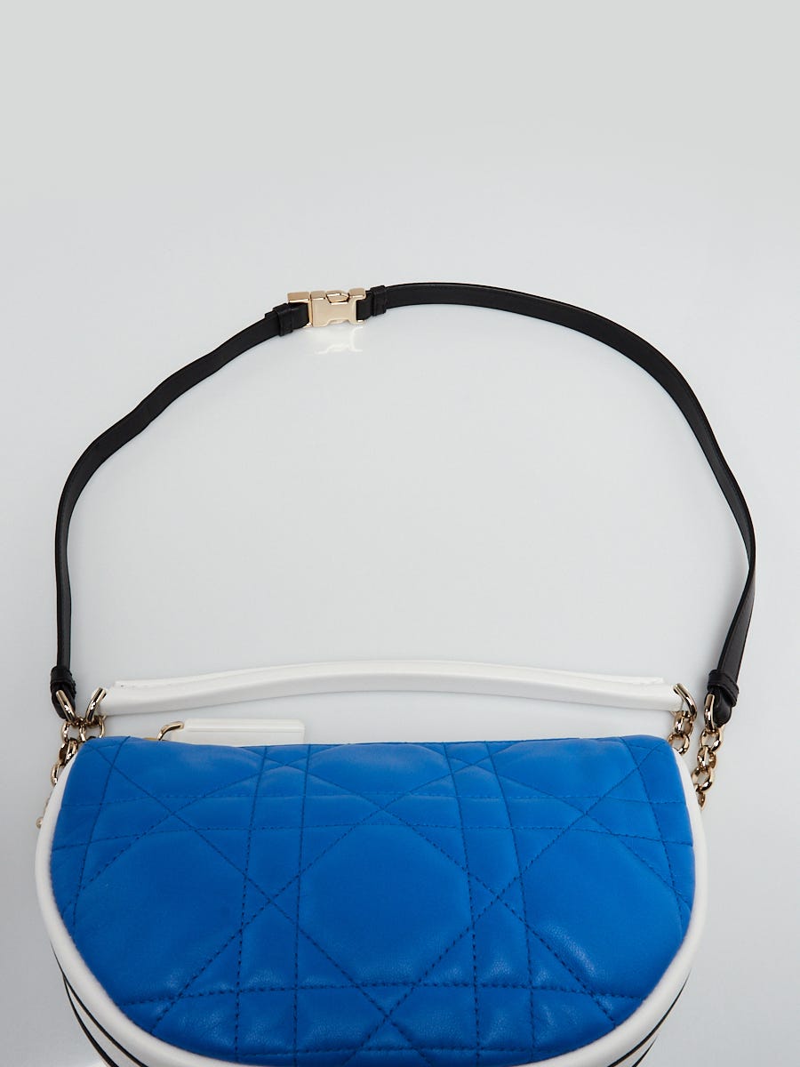 Christian Dior Blue/White Cannage Quilted Leather Small Vibe