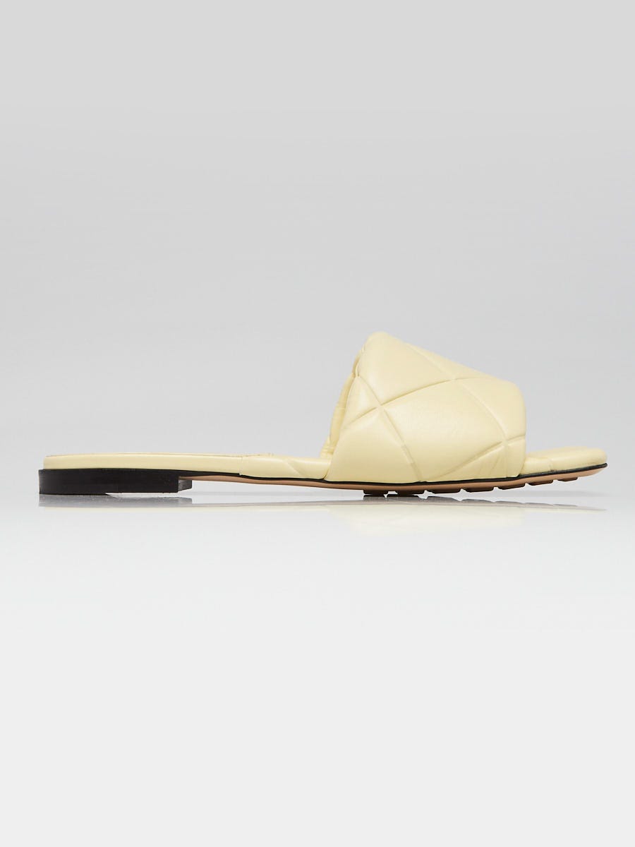 Bottega Veneta Light Yellow Leather The Padded Flat Sandals