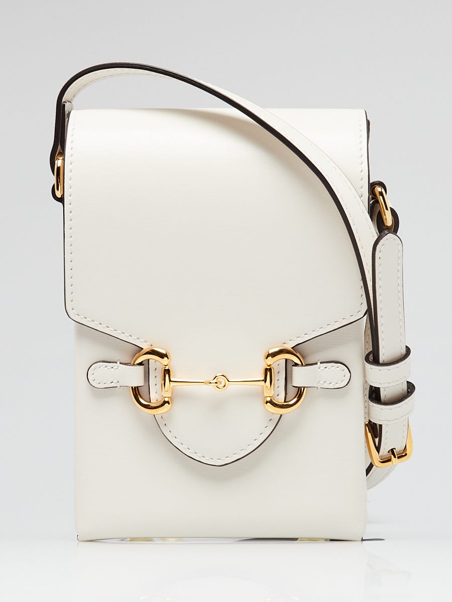 Gucci White Leather Horsebit 1955 Mini Bag - Yoogi's Closet