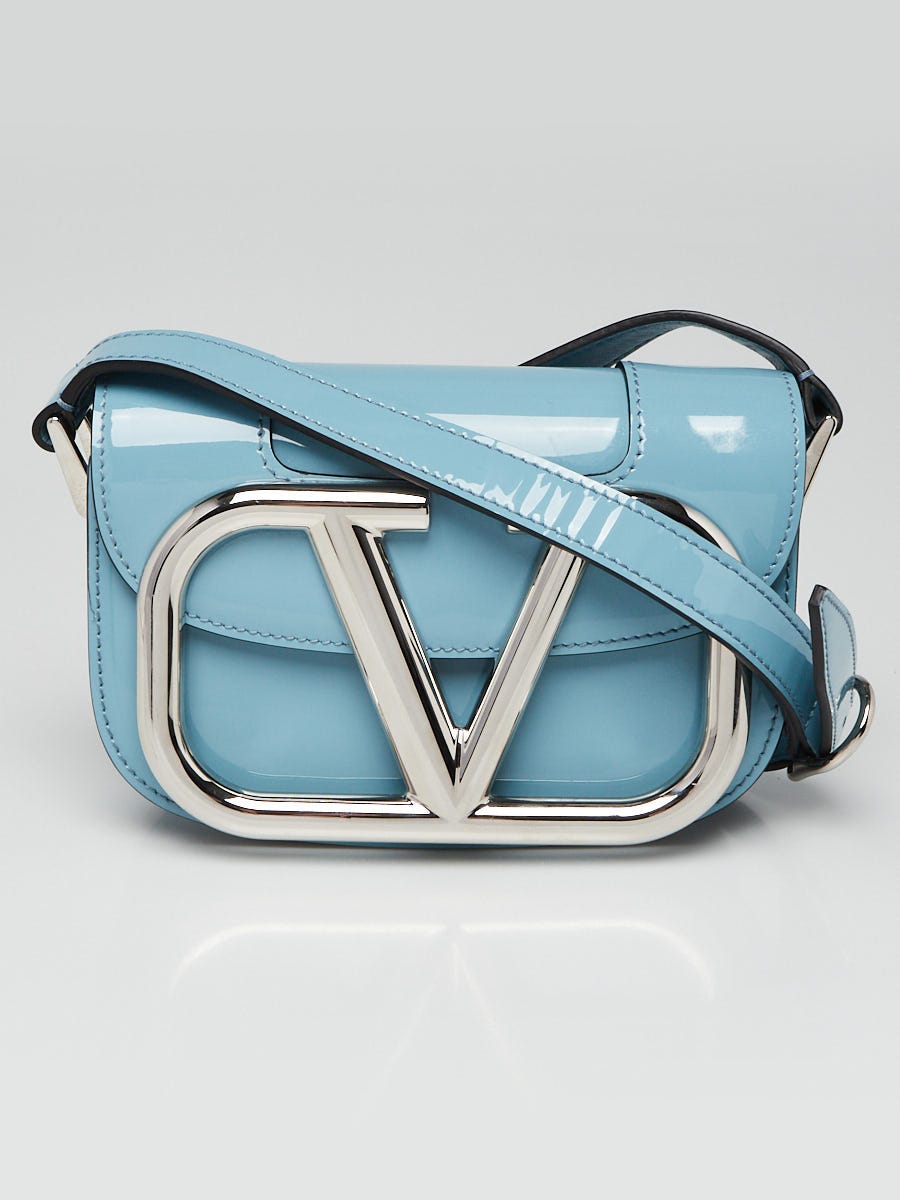 Valentino Blue Patent Leather Small Supervee Crossbody Bag