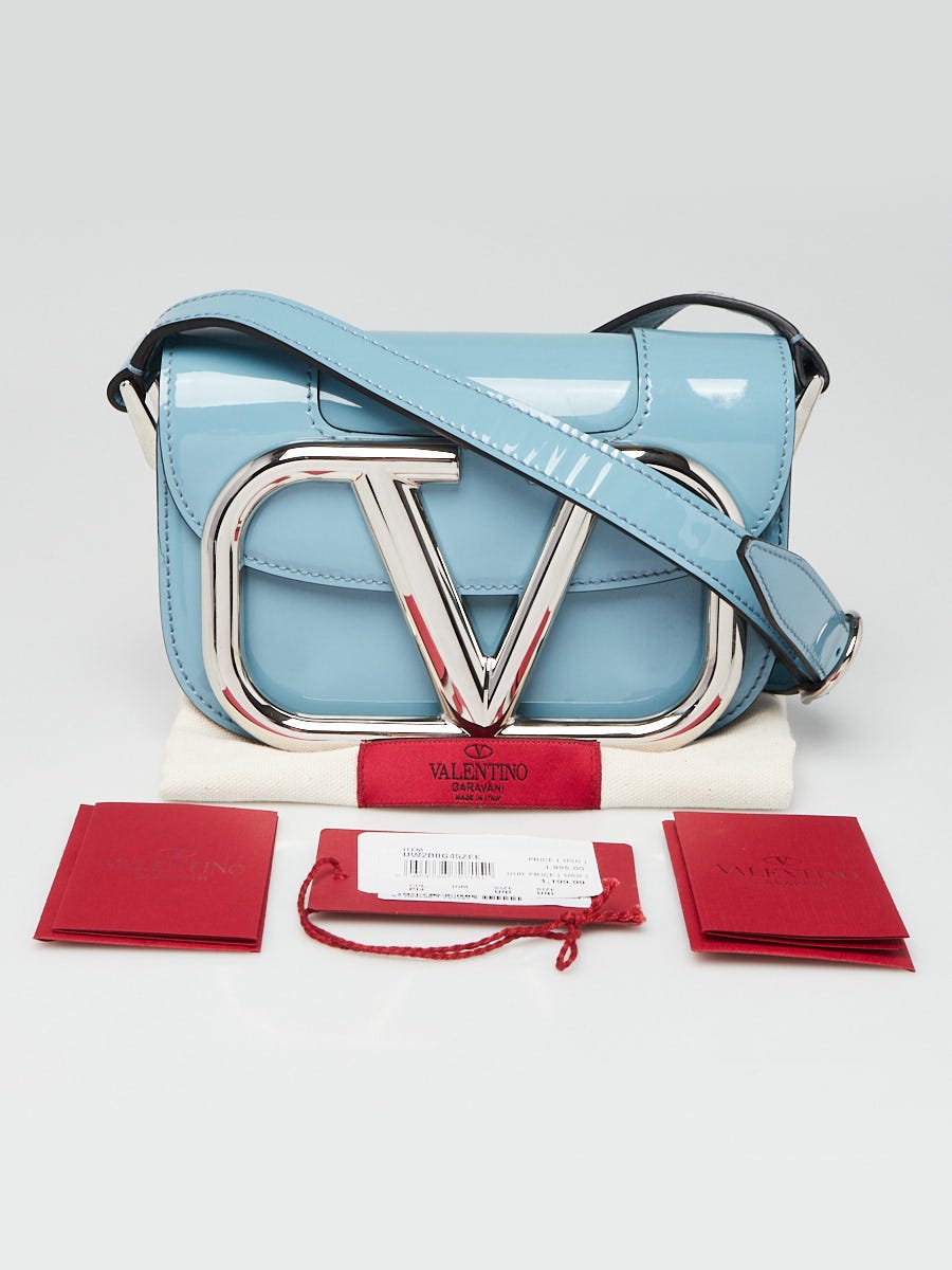 Valentino Blue Patent Leather Small Supervee Crossbody Bag